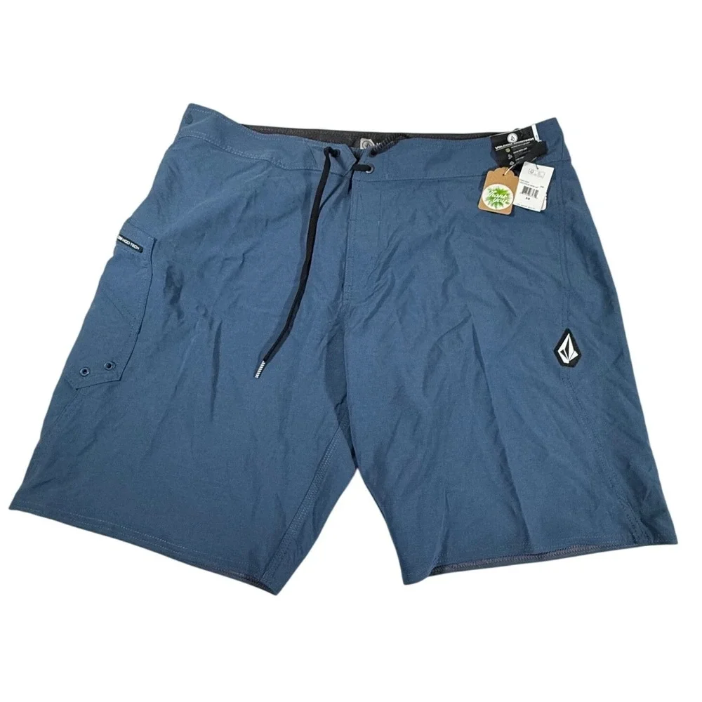 Volcom Lido Solid Mod 20 Boardshorts Indigo Blue Mens 38 A0811926 NEW